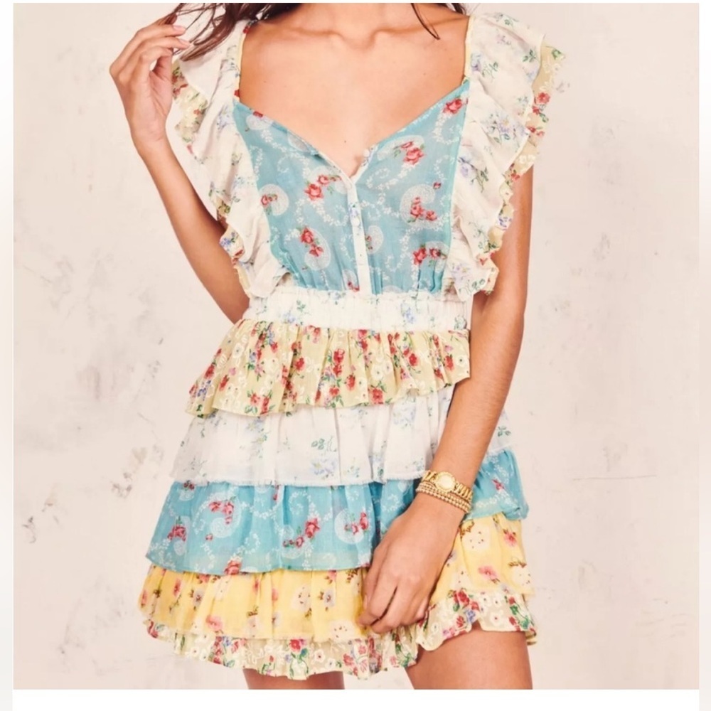 Loveshackfancy Phyllis Tiered Minidress cottage core XS